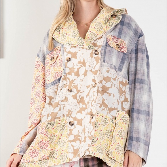 148 NWT BlueVelvet Boho Patchwork Detail Jacket - Picture 1 of 16